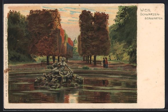 Cartoline postali: Paul Hey: Wien, Schwarzenberggarten mit  – Usato da Berlin venduto da bartko-reher