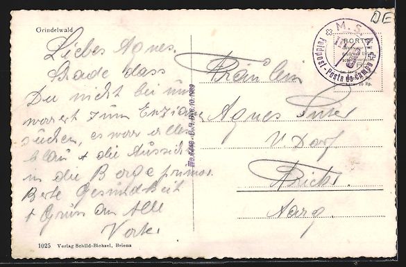 Cartoline postali: Grindelwald, Ortsansicht aus der Vogelsc – Usato da Berlin venduto da bartko-reher 1
