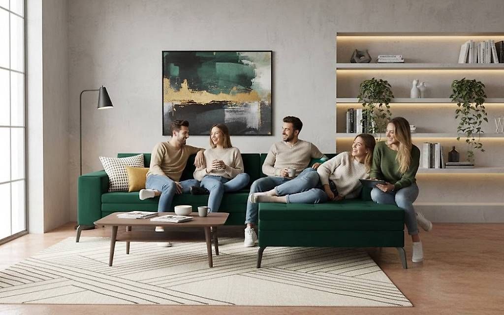 Sofas: Design Ecksofa Schlafsofa mit Bettfunktion in Grün – D'occasion à Zug par jvmoebel-schweiz 4