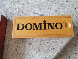 Vintage Domino Spiel in Holzschachtel mit 28 Dominosteinen