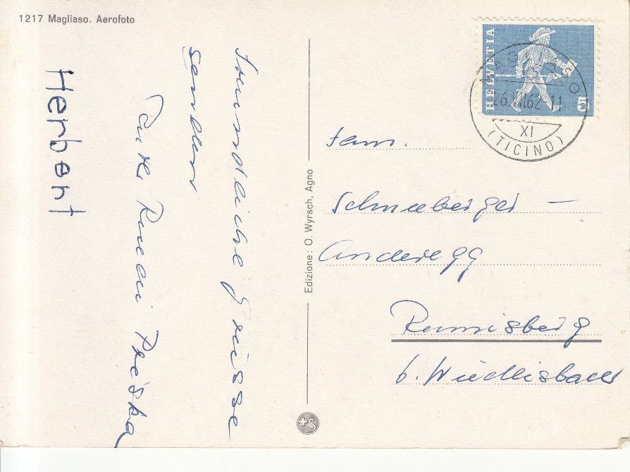 Cartoline postali: Magliaso 1962 – Usato da Bürglen TG venduto da StampGraf 1