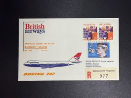 British Airways Erstflugbrief Zürich-Mahe 1977
