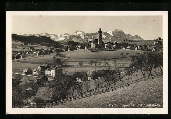 Cartoline postali: Speicher, Gesamtansicht mit Säntiskette – Usato da Berlin venduto da bartko-reher