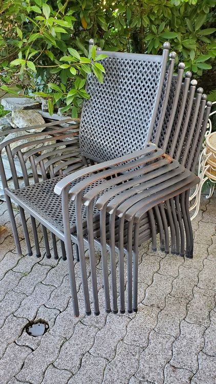 8 Gartenstühle stapelbar, Metall, Vintage Look, Retro Kaufen auf Ricardo