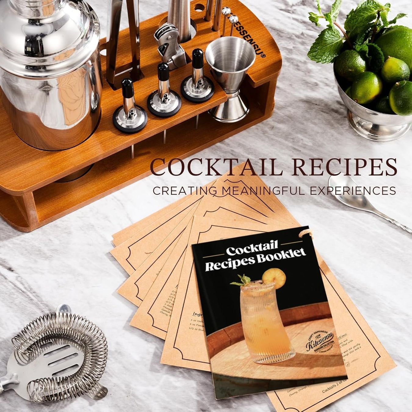Services de table: Cocktail Shaker Set Edelstahl mit Bambus Ständer Silber – Neuf avec emballage d'origine à St. Gallen par sch_zsz7 4