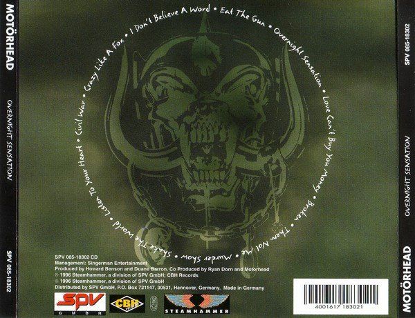 CD: CD Motörhead - Overnight sensation (1996) – Usato da Möriken AG venduto da mineralia 1