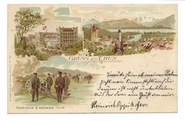 Gruss aus Thun (BE) Militär - Artillerie - Kaserne - Litho