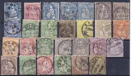 HELVETIA ASSISE, lot de 27 timbres + cote de 1900,00