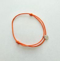 Oranges Kordel-Armband - Verstellbar mit Silber 925 Anhänger