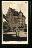 Steindruck-AK Baden, Partie am Landvogte
