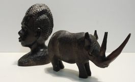Afrikanische Figuren 2 kleine Figuren handgeschnitzt