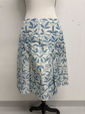 Rena Lange Rock mit Muster Gr. 34 mit Seide blau weiss