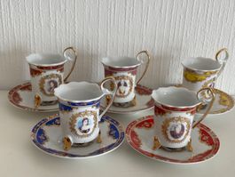 Tasses à café de collection, décorées, 5 pièces
