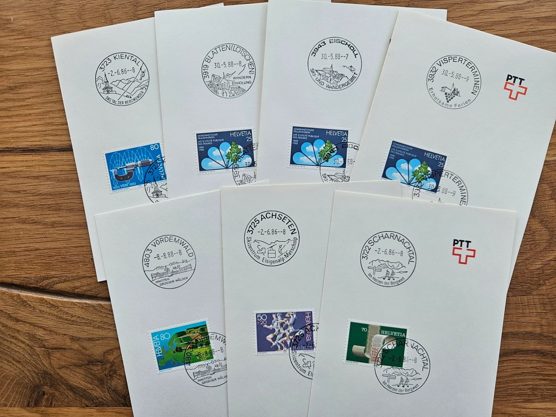 Alle Briefmarken: 7 x GS mit Sonderstempel  1.-- – Gebraucht aus Buttikon SZ von Marcelr