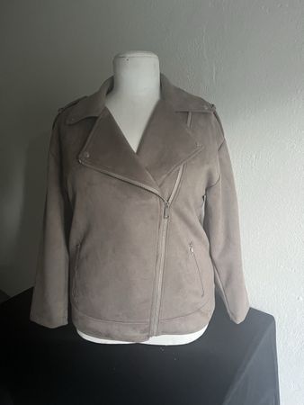Graue Jacke im Wildlederlook, Gr. 40, Neuwertig!