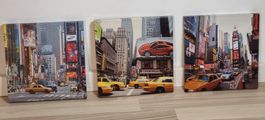 NYC New York City Taxi 3 Fotobilder auf Holzkeilrahmen