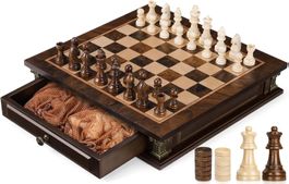 2 1 Magnetisches Schachspiel Dame Spiel Holz Schachbrett