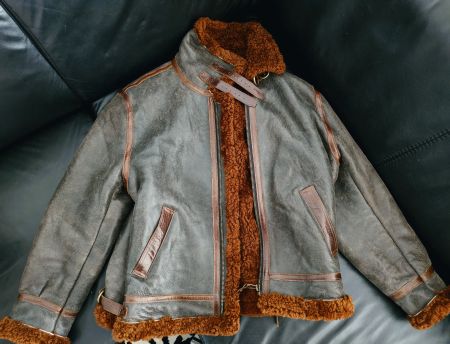 Ungetragen Echtleder & Wolle Winterjacke Herren