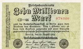 Berlin 10 Mil. Mark VZ 1923 Ro.105c Serie CD-66-078340