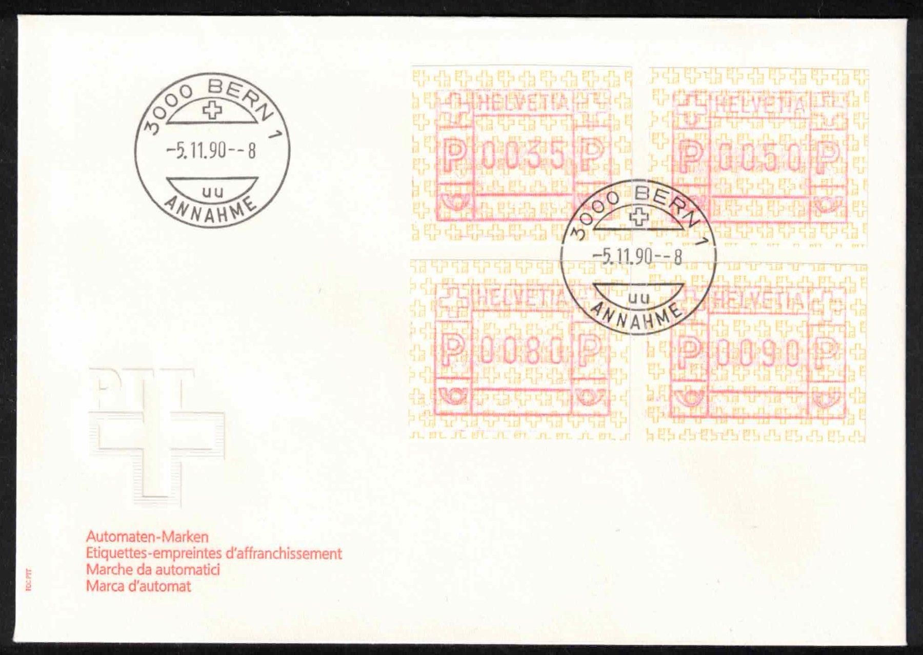 Alle Briefmarken: 1990 Automatenmarke ATM 8A auf FDC – Neu (gemäss Beschreibung) aus Nuglar von Stamp88