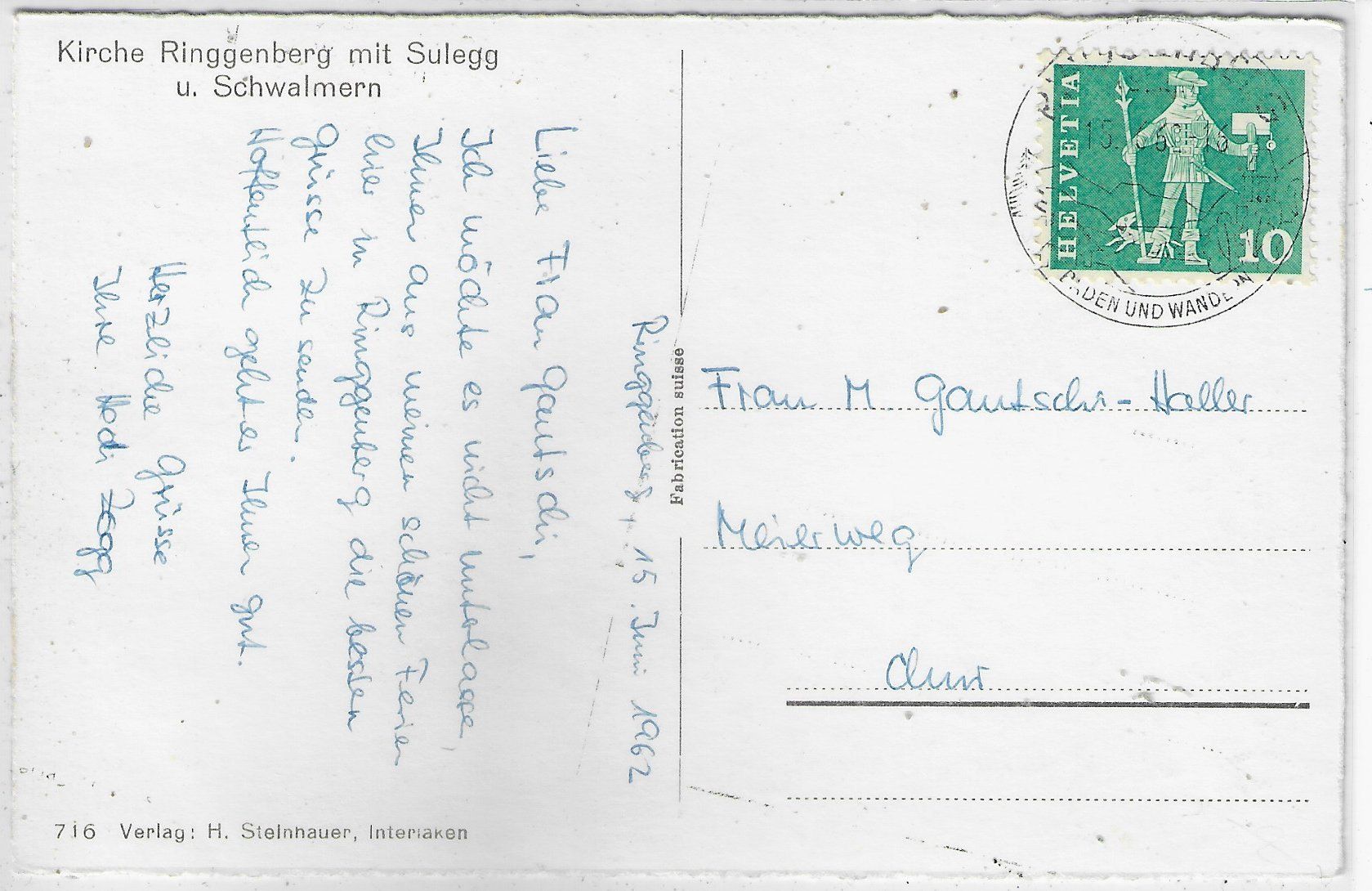 Cartes postales: Kirche Ringgenberg mit Sulegg – D'occasion à Ettingen par Kartenplanet 1