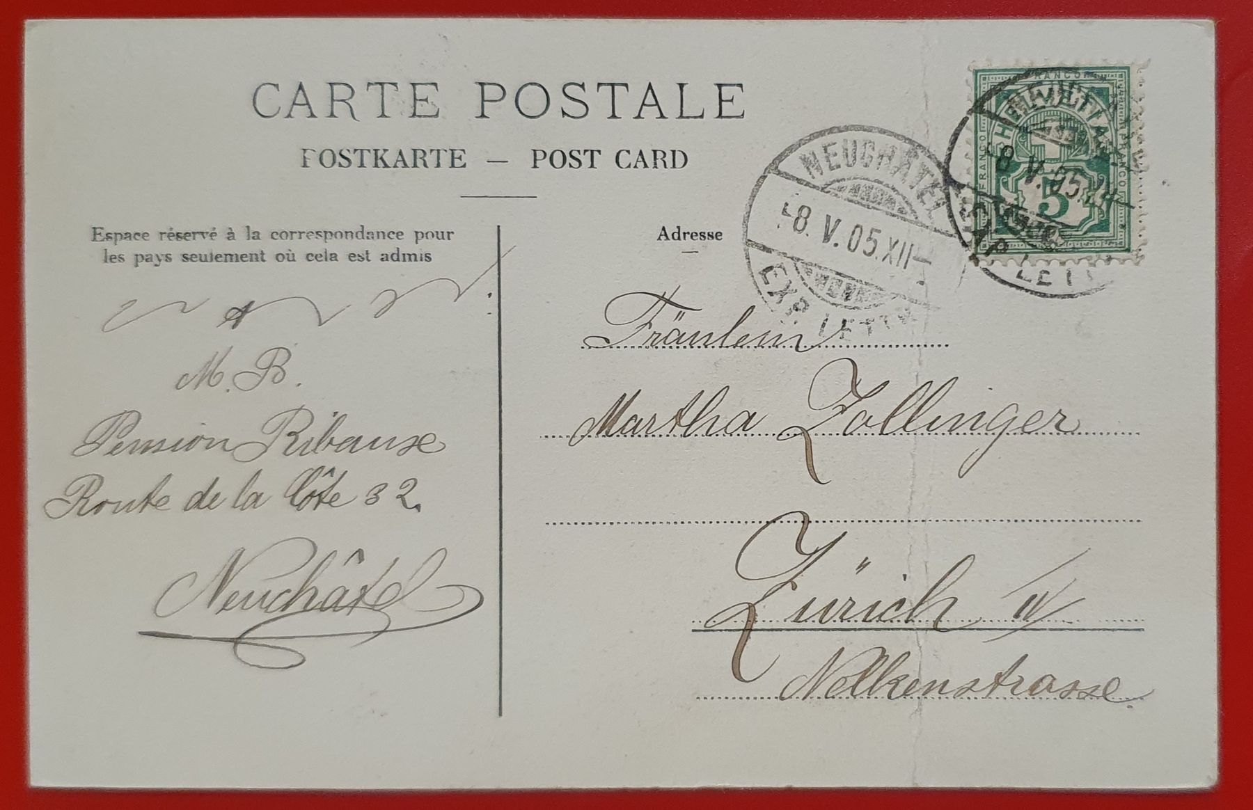 Ansichtskarten: Neuchâtel 1905 - Côte 32 – Gebraucht aus Kreuzlingen von Rschweiz1 1