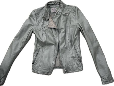 Graue echt Leder Jacke 