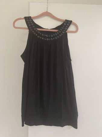 schwarzes Shirt mit Schmucksteinen L neu H&M