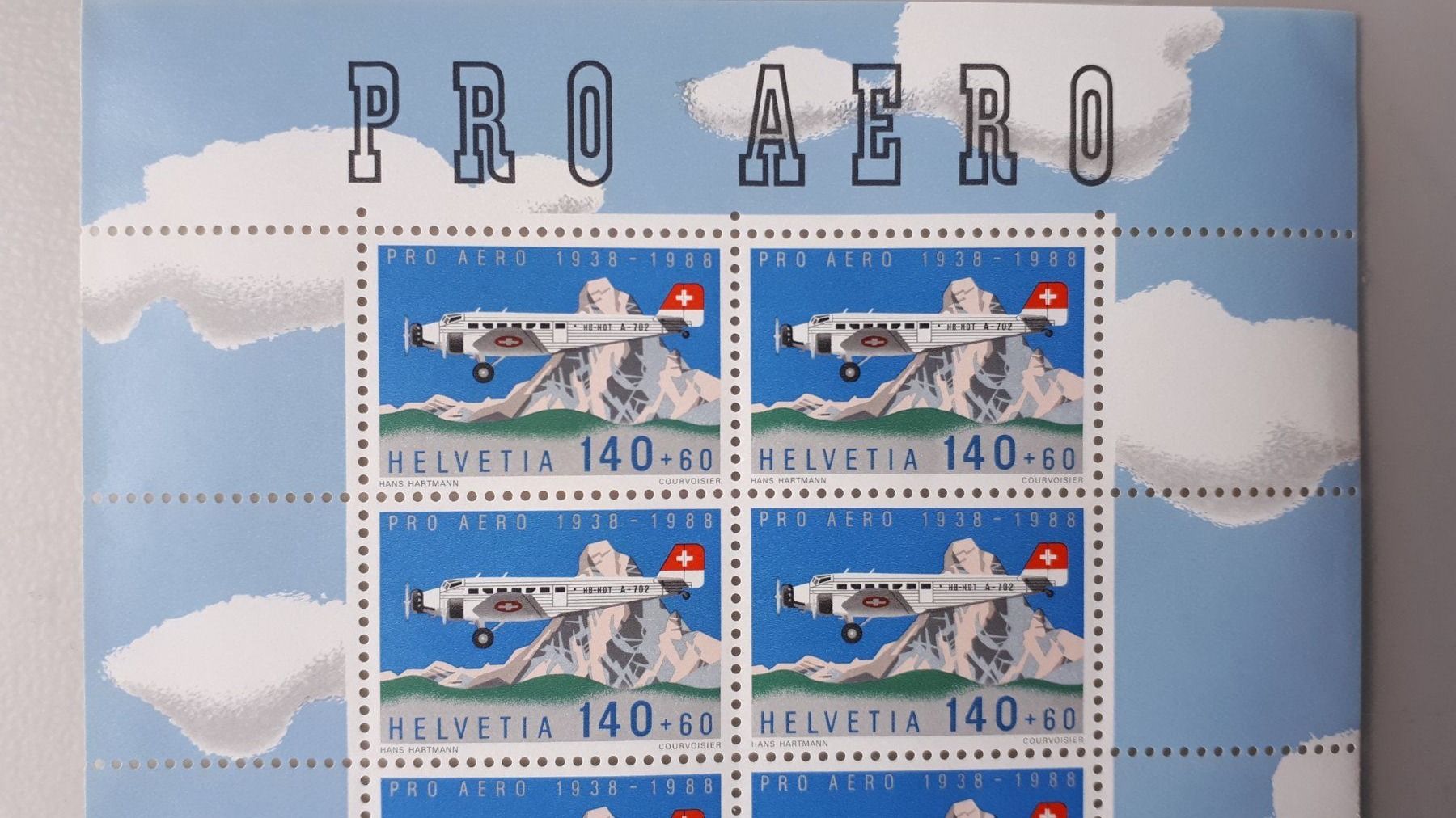Tutti i francobolli: 1 Kleinbogen Pro Aero 1988 à 8 Marken, postfrisch. – Nuovo (secondo la descrizione) da Seewen SZ venduto da SuperpumaDisplayTeam 1