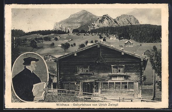 Cartoline postali: Wildhaus, Ortsansicht mit Geburtshaus u. – Usato da Berlin venduto da bartko-reher