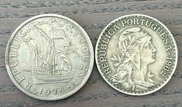 1 escudos 1962 et 10 escudos 1974, portugais
