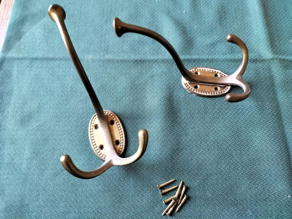 2 Raffhaken / Handtuchhaken Aus Massivem Messing – Antik Brüniert, 50 Mm, Myraumdesign