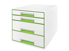 %neue LEITZ Schubladenbox CUBE, 4 Schübe, grün/weiss