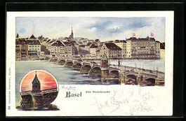 Basel, Partie an der alten Rheinbrücke