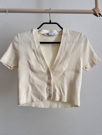 Zara Crop Top in beige / gelb Grösse M