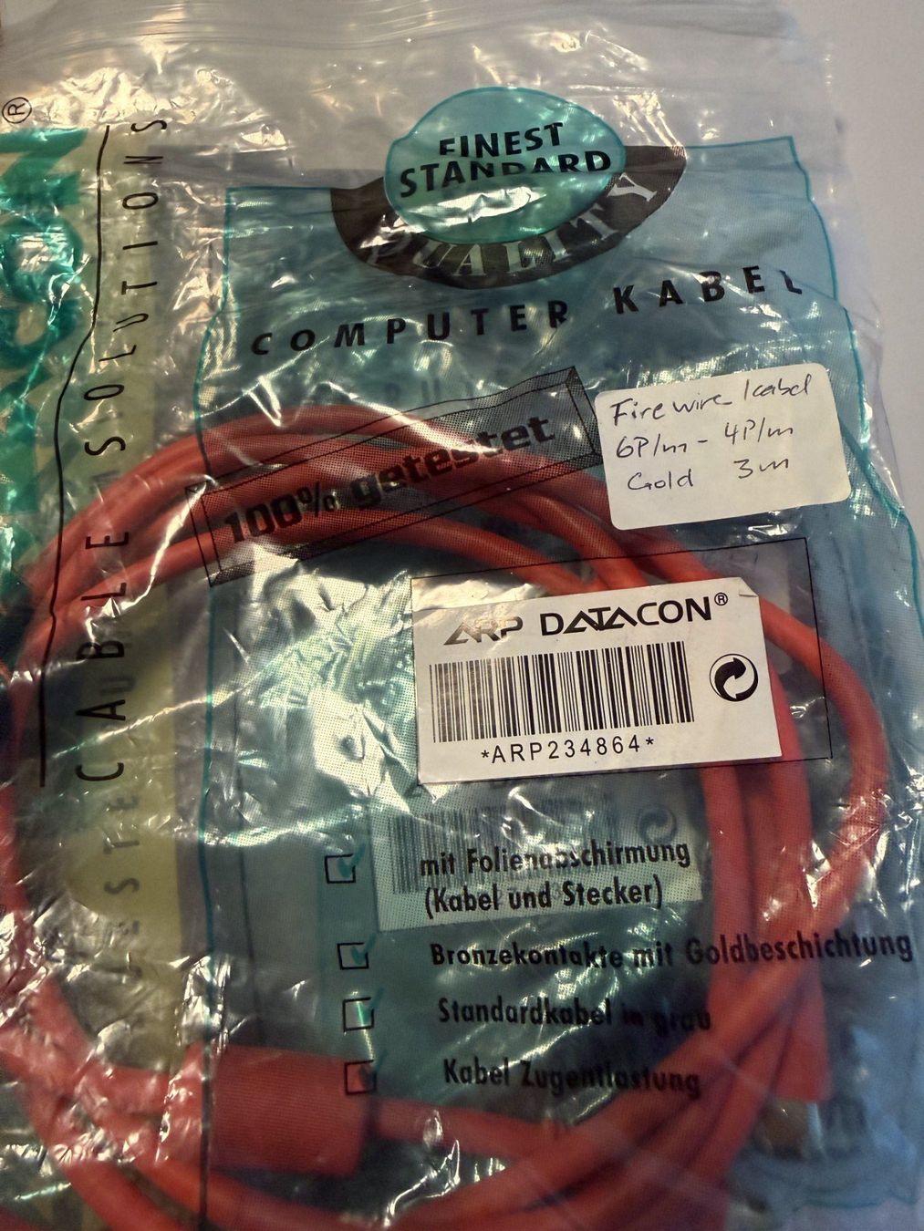 Kabel: 5 x FireWire Kabel ARP Datacon 3m – Neu (gemäss Beschreibung) aus Fällanden von Roli12 1