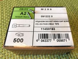 M2x8 DIN912 A2 10 Pack je 500 Stk. Total 5000 Stück