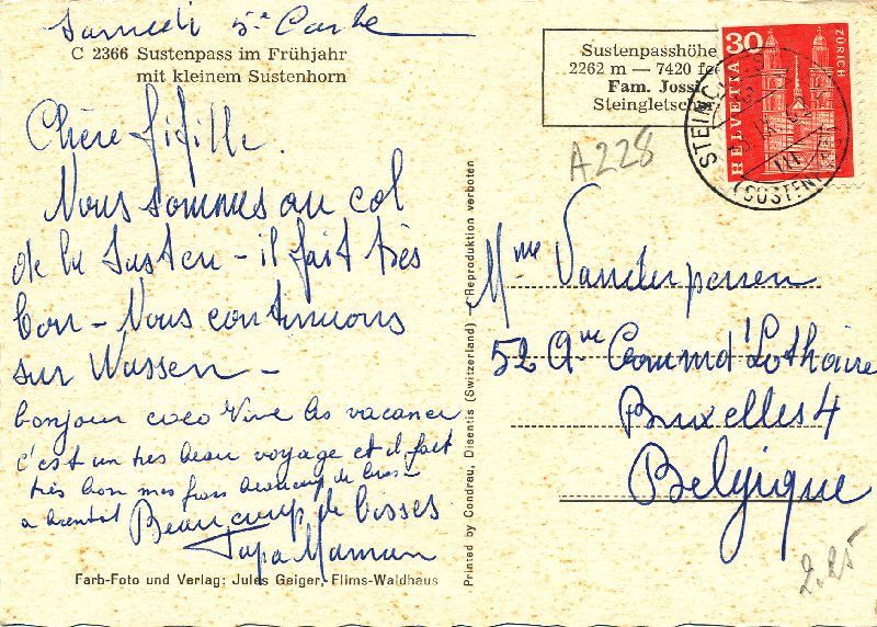 Cartoline postali: Sustenpass -Schnee Postauto PTT 1962 – Usato da Emmenbrücke venduto da teestube 1