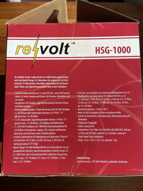 Revolt Powerstation HSG-1000 mit Solarpanel - Camping! (Neu (gemäss ...
