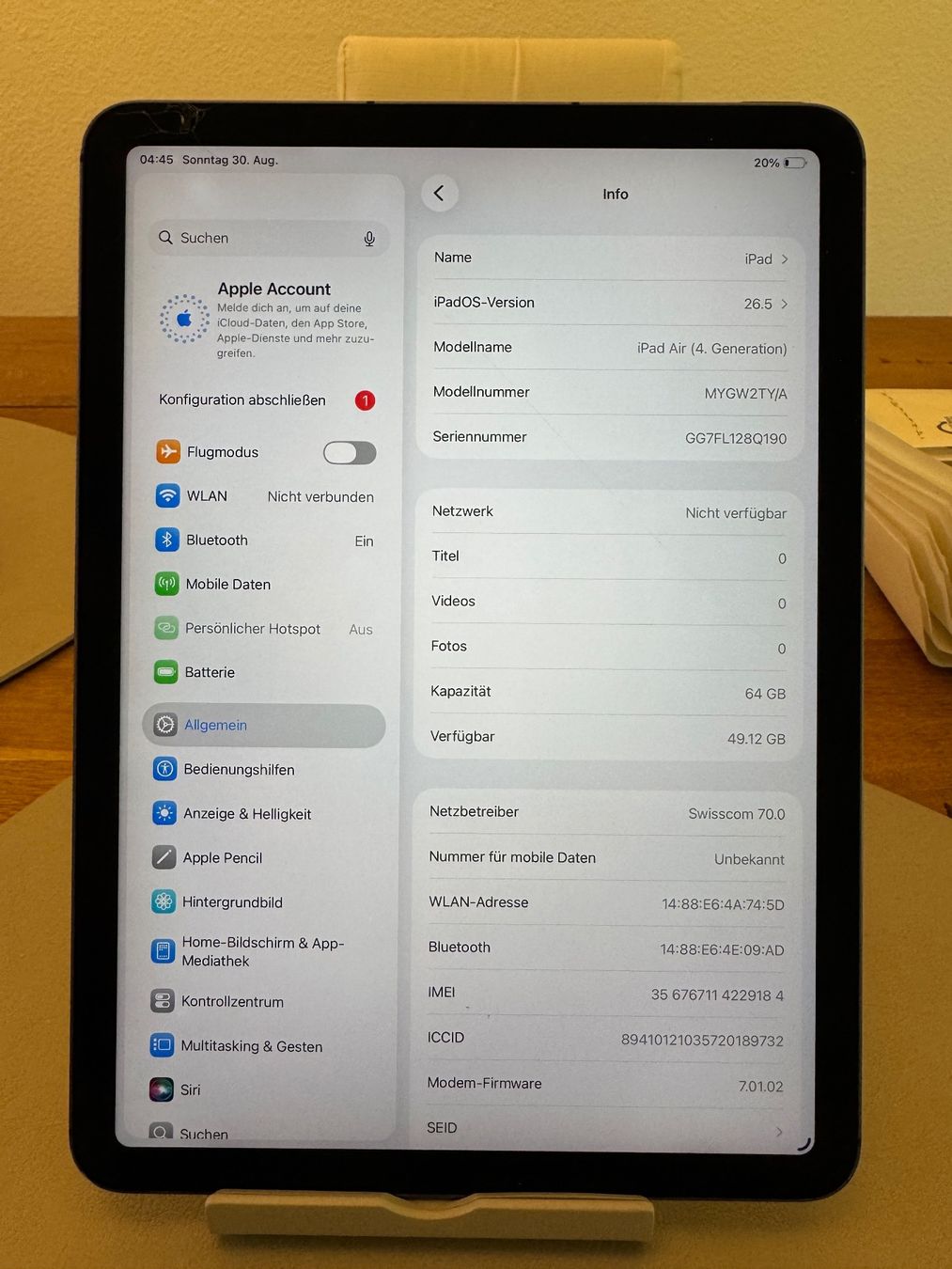 Apple Tablet PC: iPad Air 4 Generation – Usato da Adliswil venduto da Busys 1