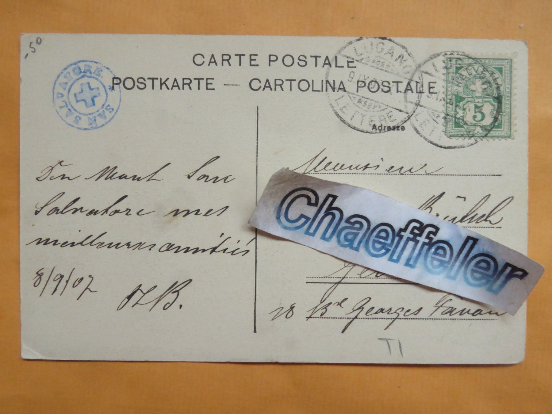 Cartes postales: 1907   Mte. San Salvatore – D'occasion à Zürich par Chaeffeler 1