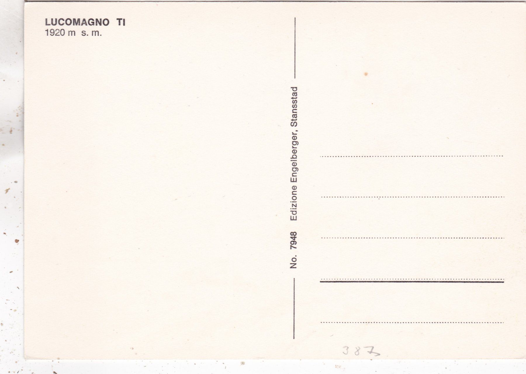 Cartes postales: Lucomagno TI – D'occasion à Herisau par Lisegrat2008 1