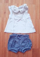🌿🌸 Süsses Sommer- Set: Shorts & Shirt Gr. 62, blau-weiss