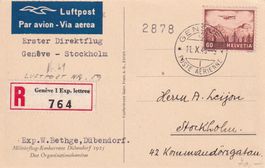 Luftpost 1949 Genève - Stockholm