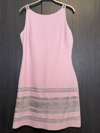 Elegantes Abendkleid Rosa Gr. 36 Glitzer Trägerkleid Neu