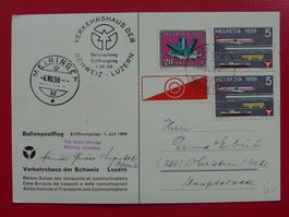 1959, BALLONPOST LUZERN-MEIRINGEN, ab Verkehrshaus LU !