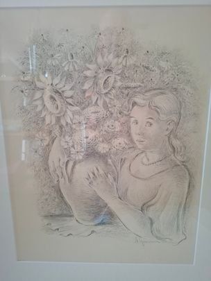 Gemälde: Bild Frau mit Blumenstrauss – Gebraucht aus Gams von crossie878