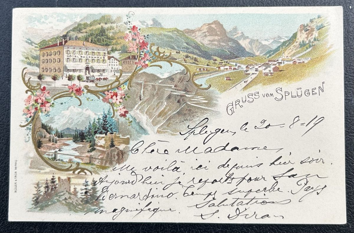 Cartes postales: Gruss aus Splügen Litho  – D'occasion à Horw par Tellbub