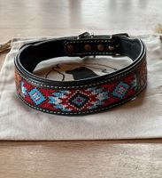 Hundehalsband Leder mit Perlenstickerei Grösse L neu