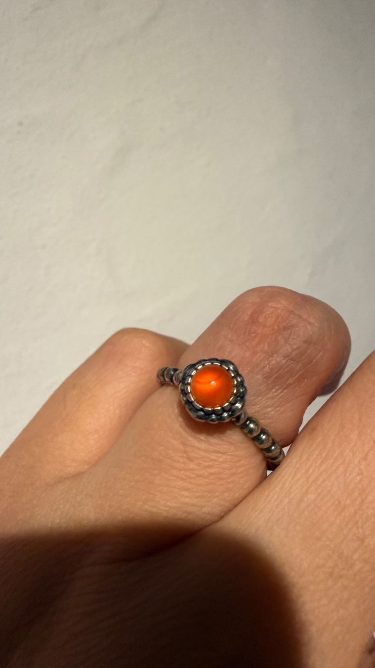 Pandora Anelli: Original Pandora Ring mit orangem Stein - elegant & zeitlos – Nuovo (secondo la descrizione) da Niederrohrdorf venduto da gigerch 7